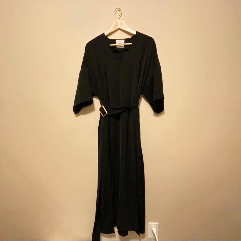 one size fits all black dress with side slit